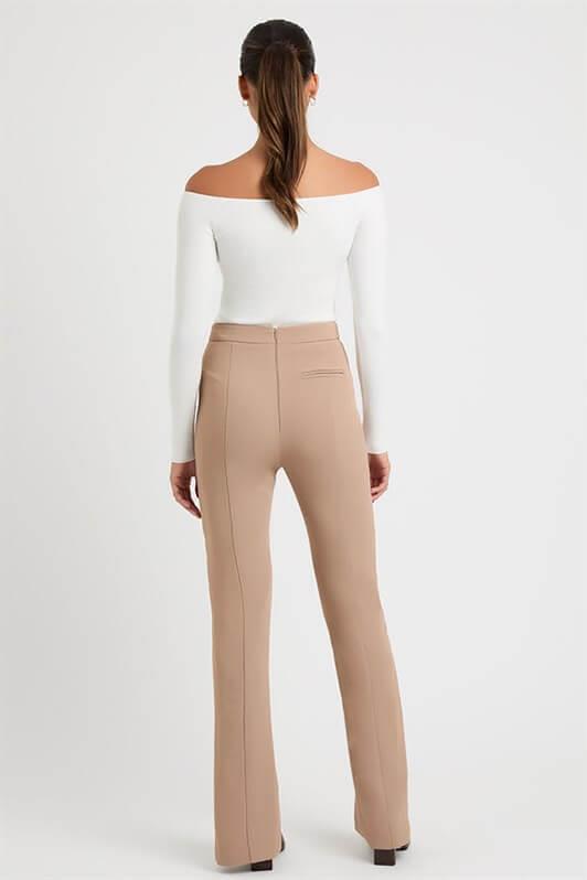 MDX Beige High Waist Slit Women's Pants MG1651 - Sahuarita