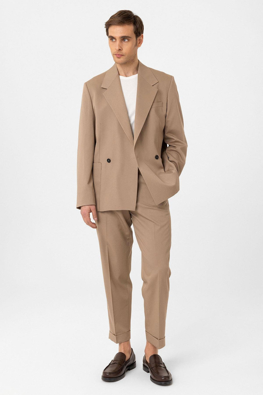 ANT Antioch Bej High Waist Straight Fit Men's Pants - Marinha Grande