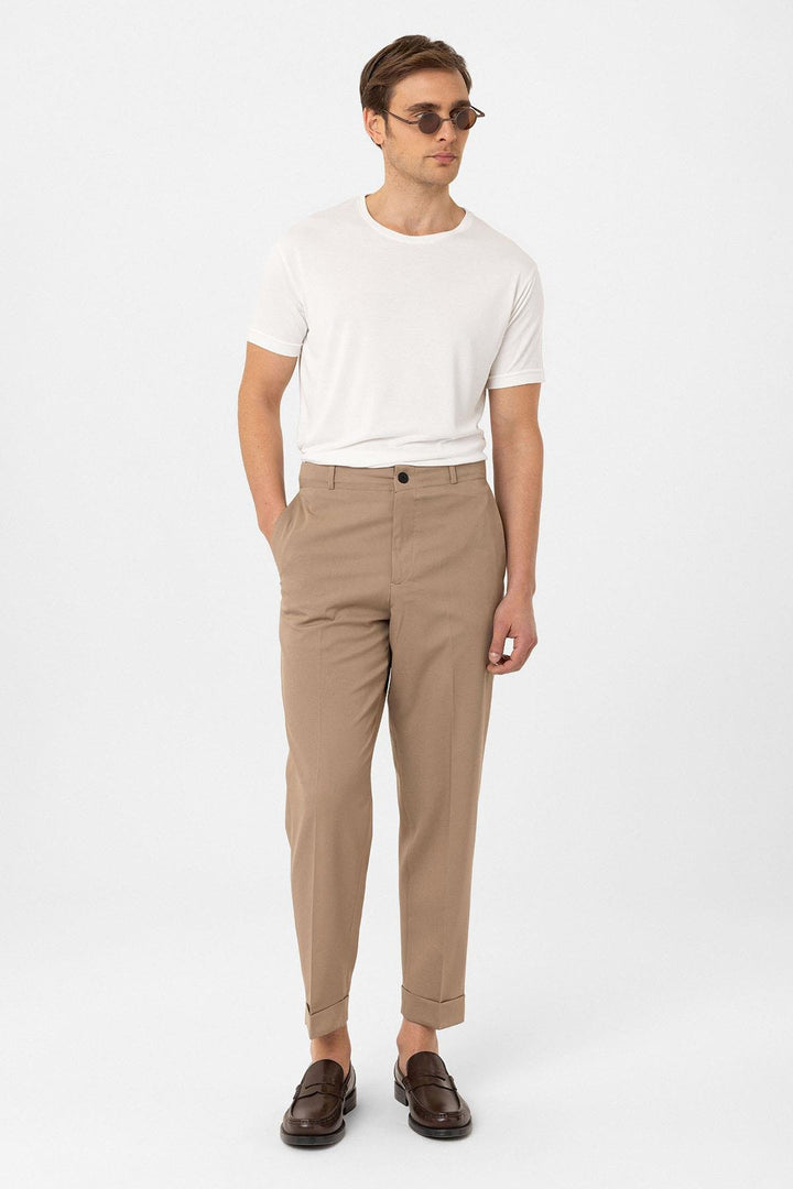 ANT Antioch Bej High Waist Straight Fit Men's Pants - Marinha Grande