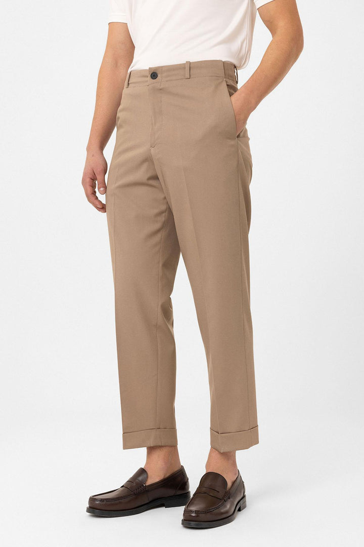 ANT Antioch Bej High Waist Straight Fit Men's Pants - Marinha Grande