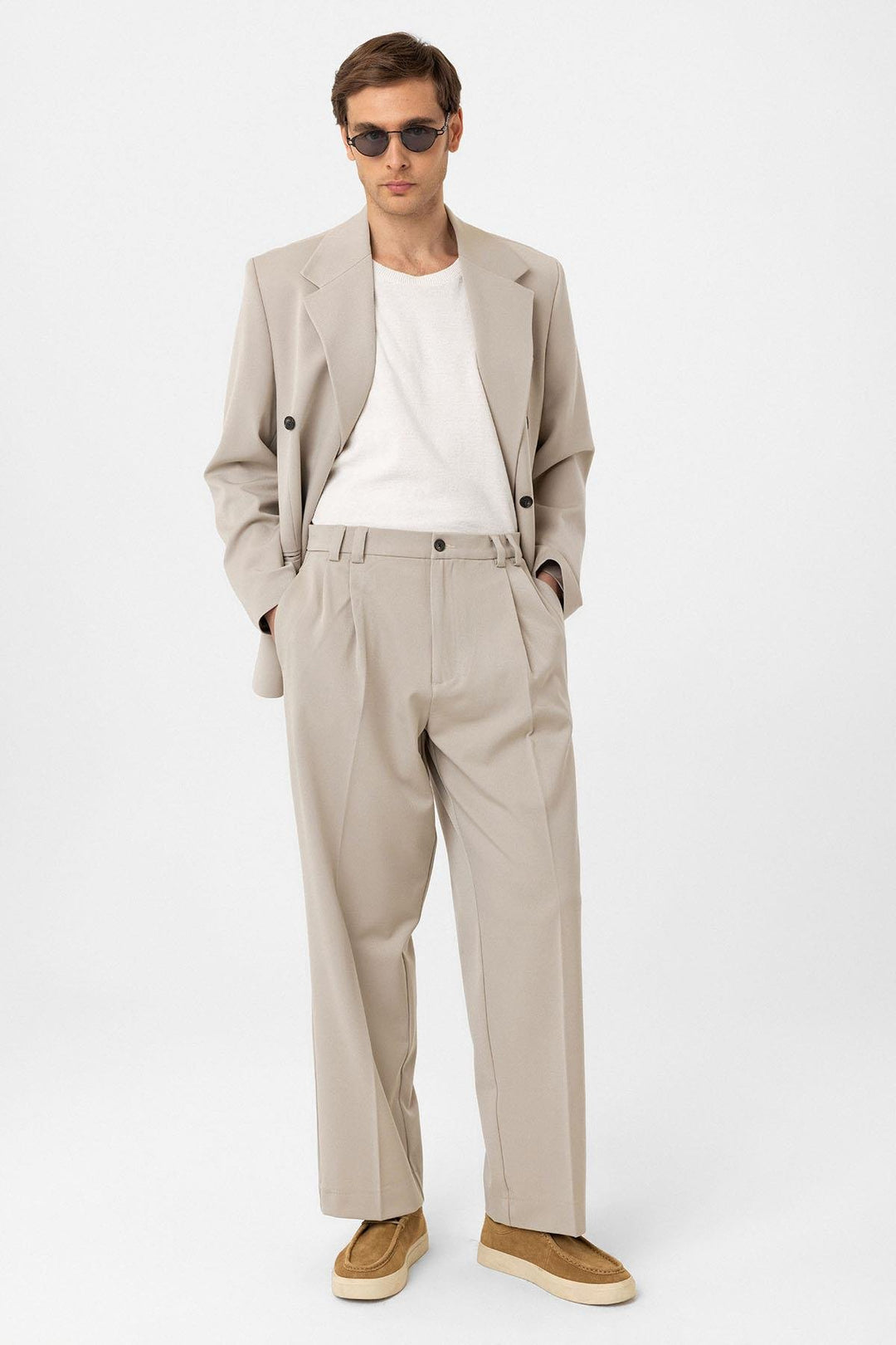 ANT Antioch Lord Yüksel Bel Relax Fit Pleated Men's Trousers - Amora