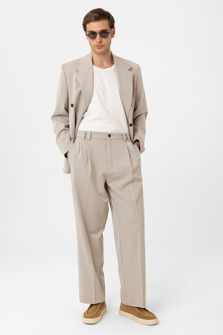 ANT Antioch Lord Yüksel Bel Relax Fit Pleated Men's Trousers - Amora