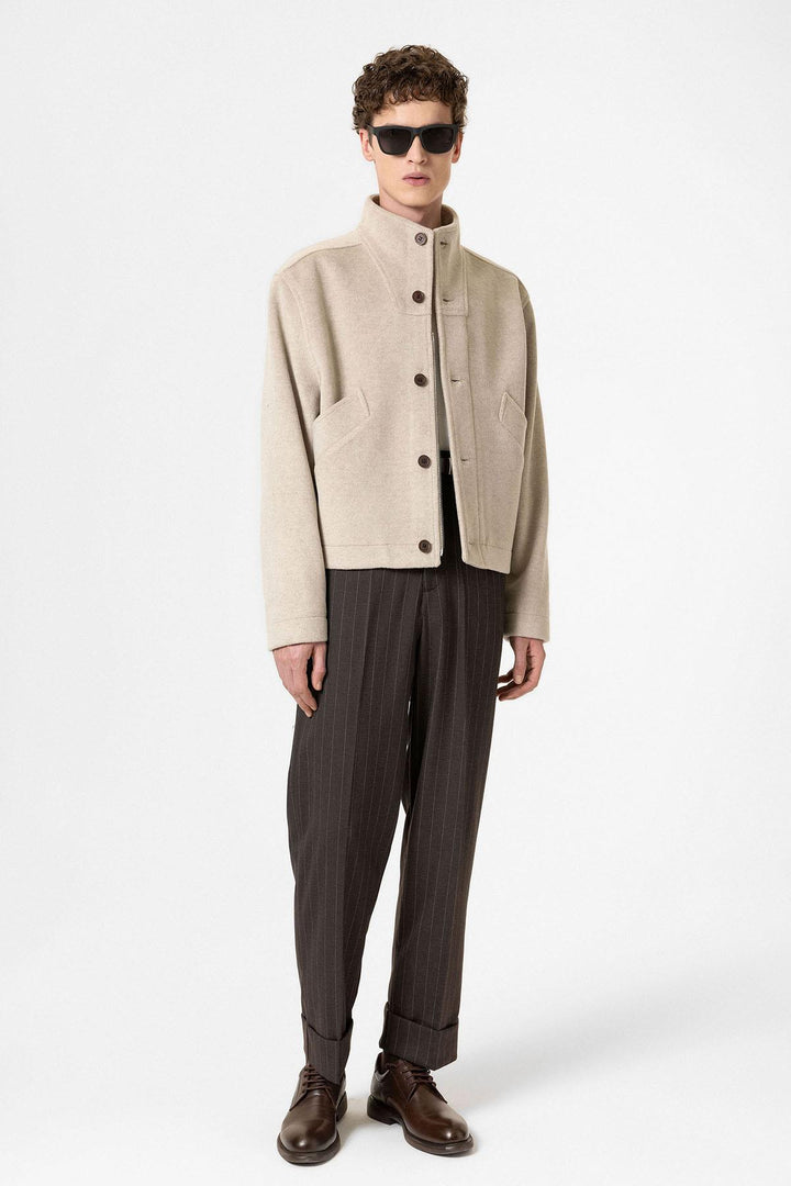 ANT Antioch Men's Wool Blend Straight-Cut Coat with Stand-Up Collar - Coyotepec