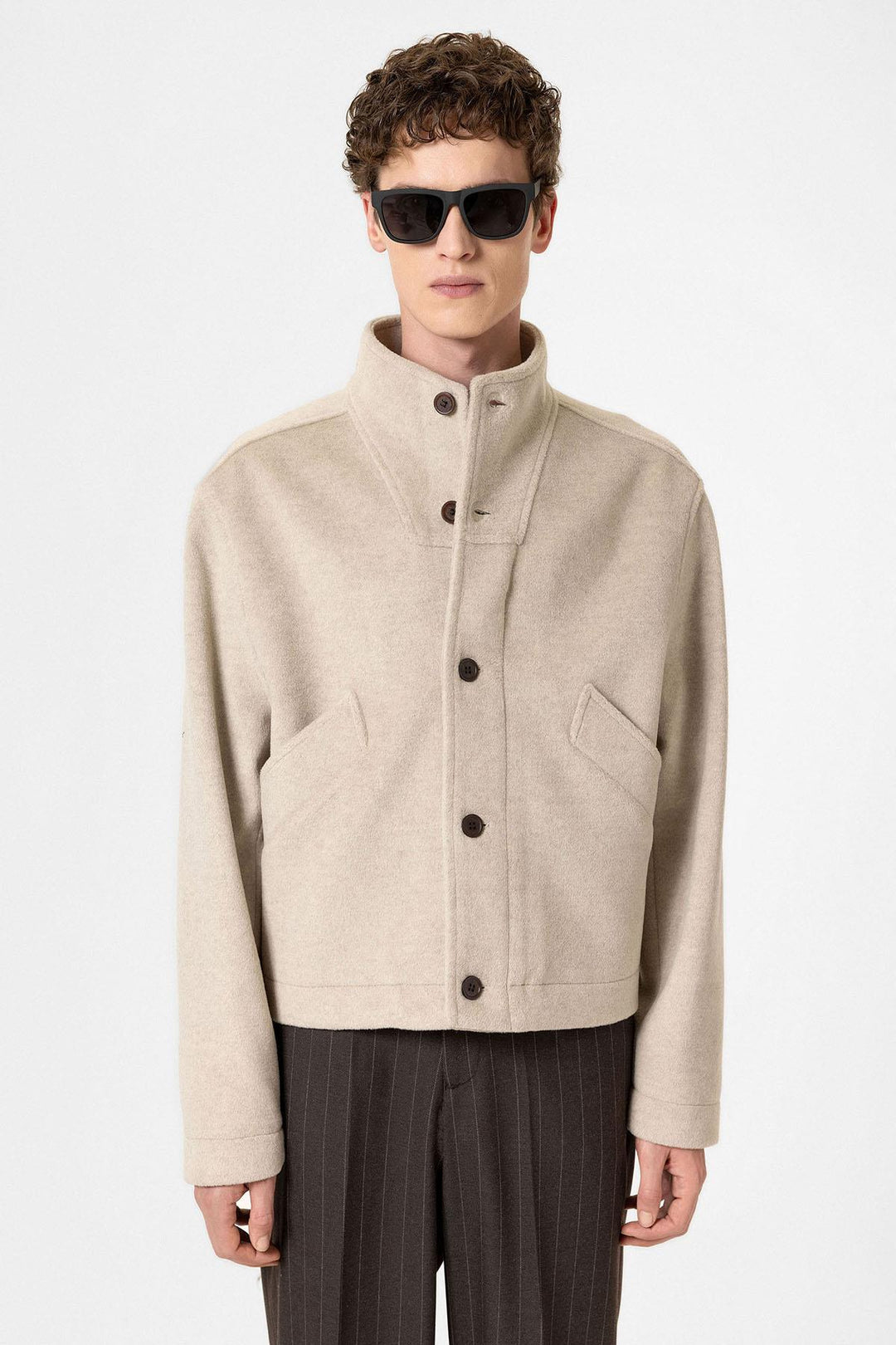 ANT Antioch Men's Wool Blend Straight-Cut Coat with Stand-Up Collar - Coyotepec