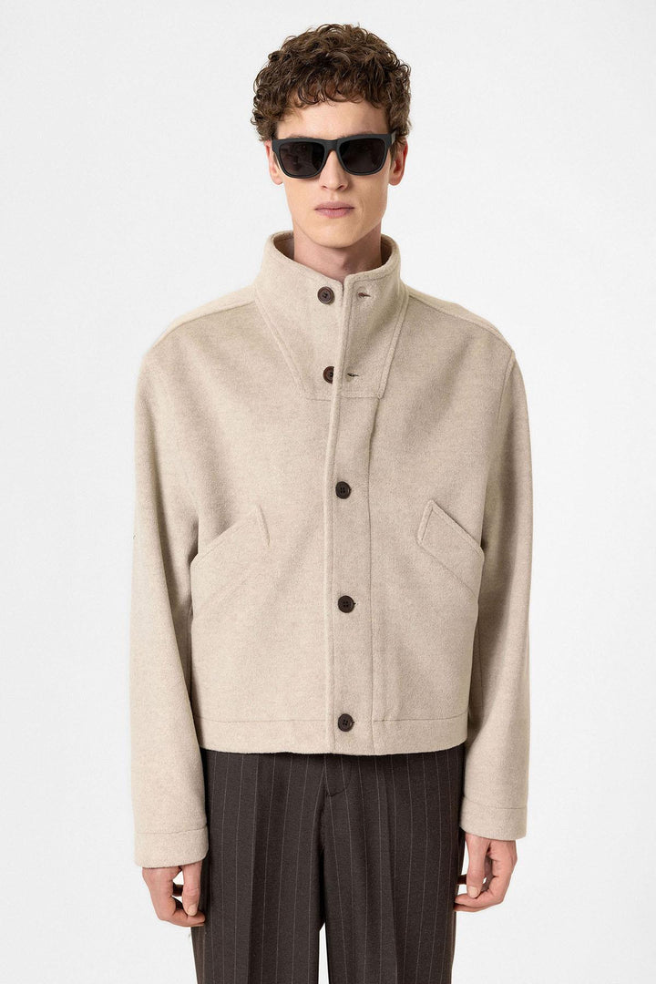 ANT Antioch Men's Wool Blend Straight-Cut Coat with Stand-Up Collar - Coyotepec
