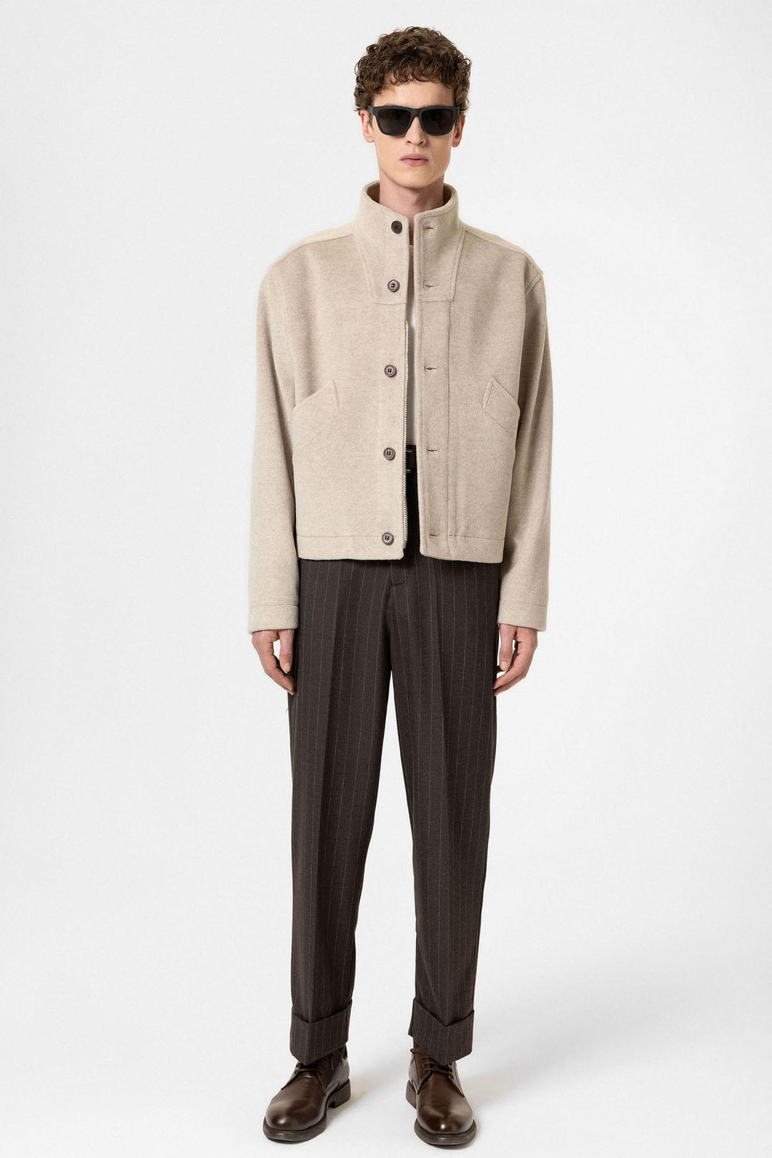 ANT Antioch Men's Wool Blend Straight-Cut Coat with Stand-Up Collar - Coyotepec