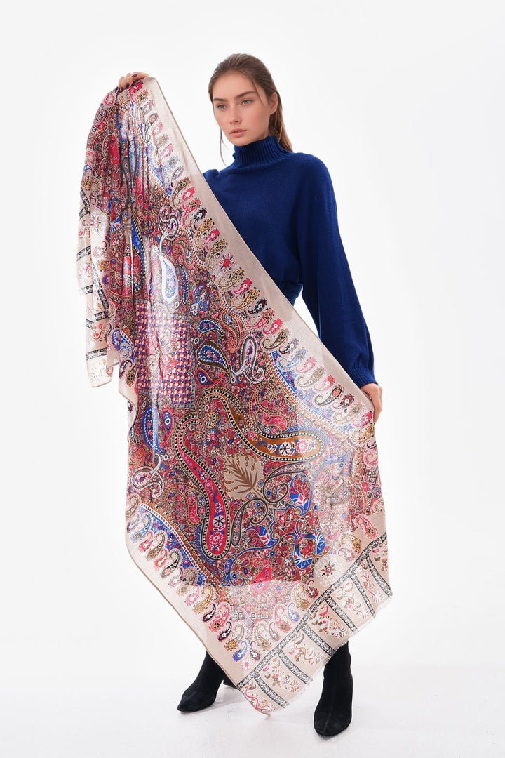 Bej1 Patterned Colorful Scarf BCNSV-25WT1022 - Missouri City