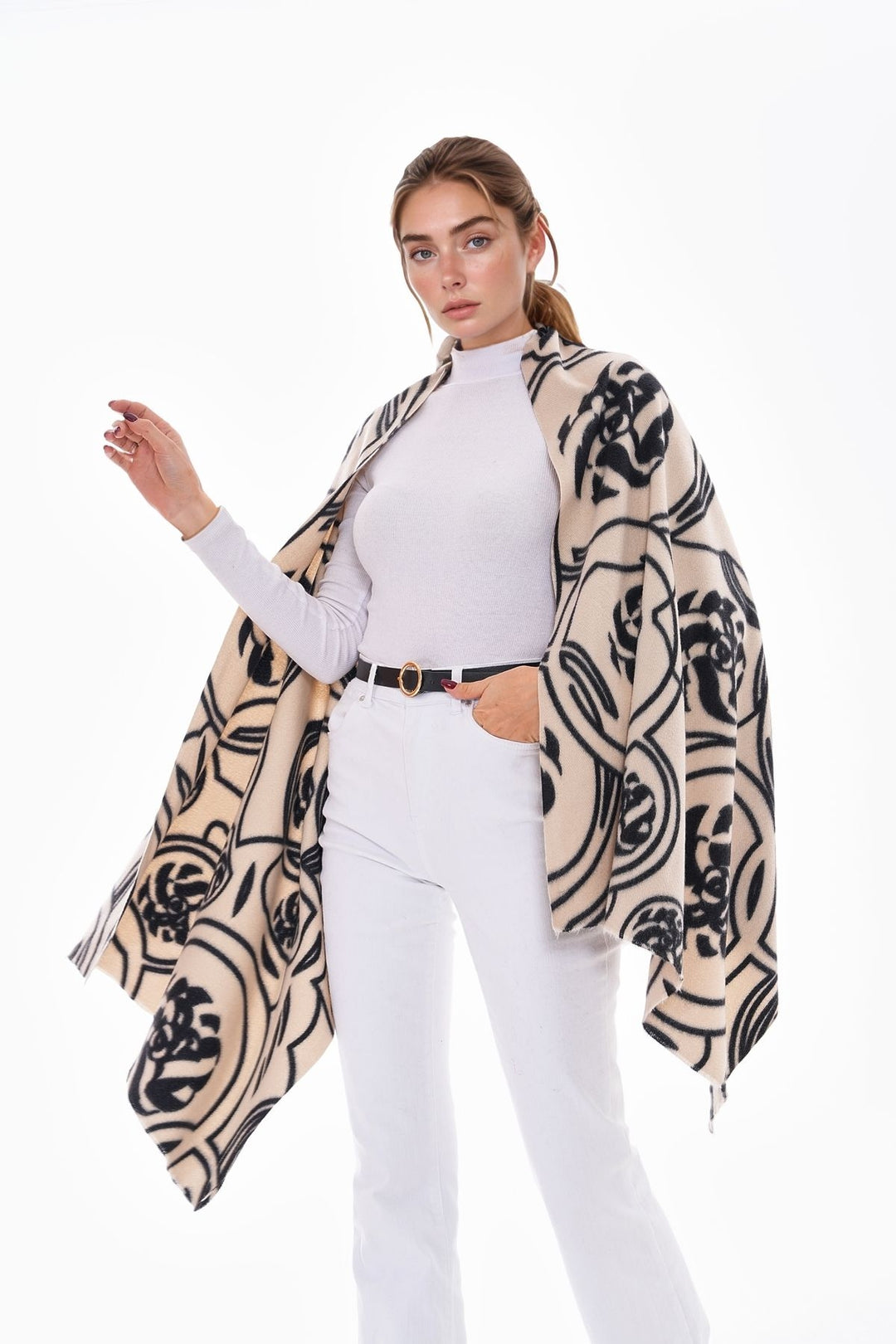 Bej3 Patterned Colorful Scarf BCNSV-25WT1022 - Montgomery