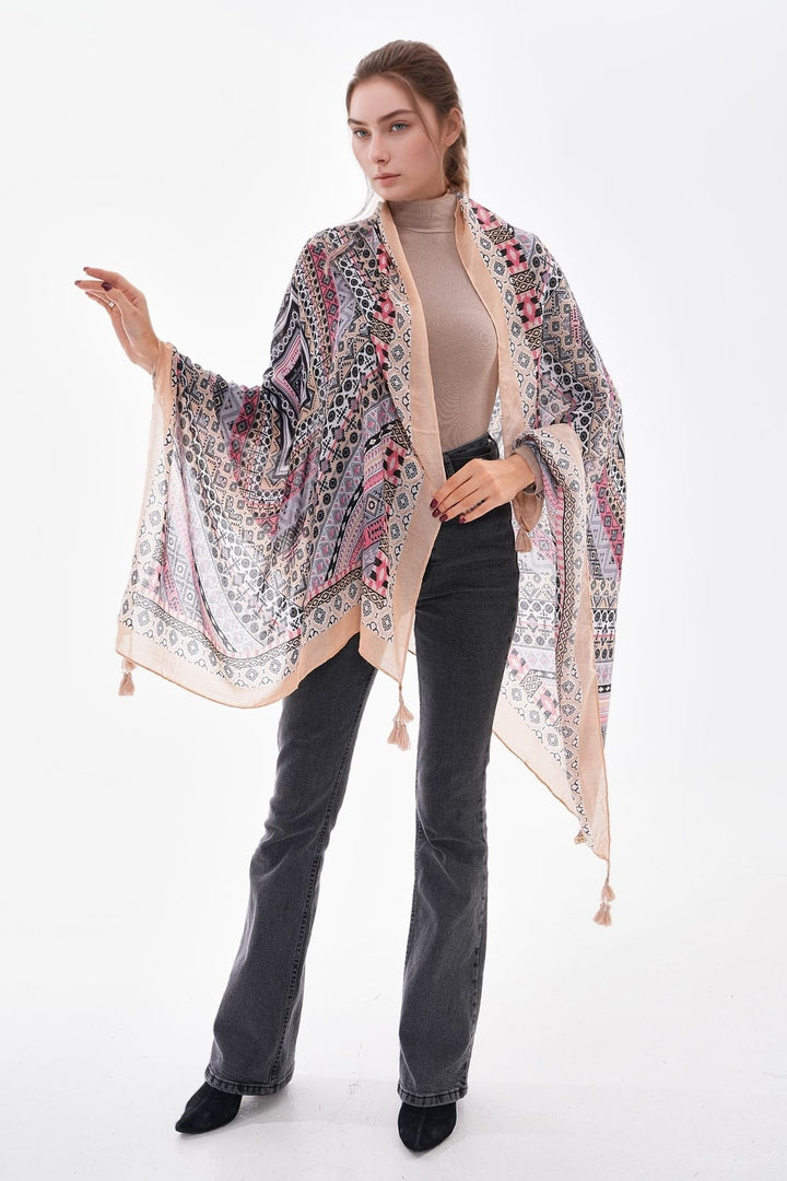 Bej4 Patterned Colorful Scarf BCNSV-25WT1022 - Keighley