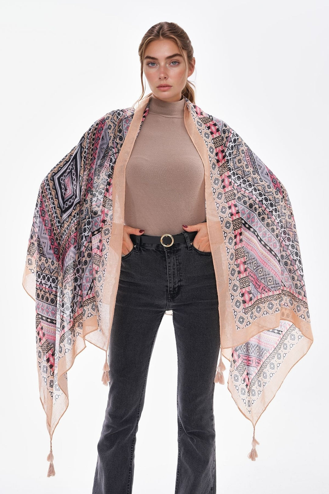 Bej4 Patterned Colorful Scarf BCNSV-25WT1022 - Keighley