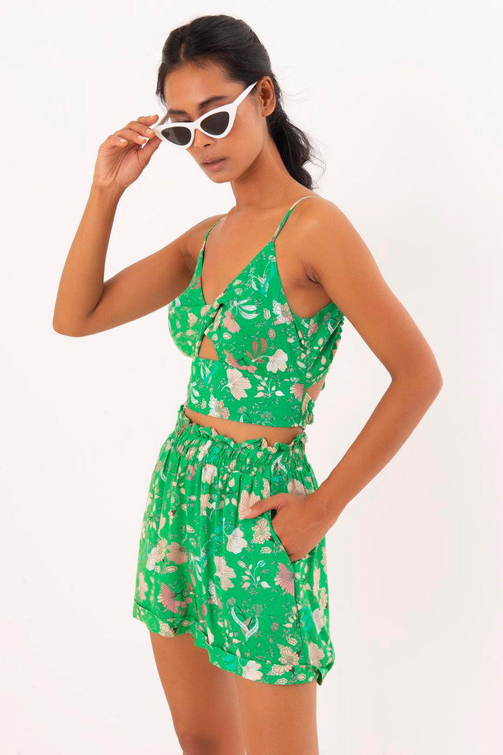BSL Women Elastic Waist Band Mini Short - Germantown