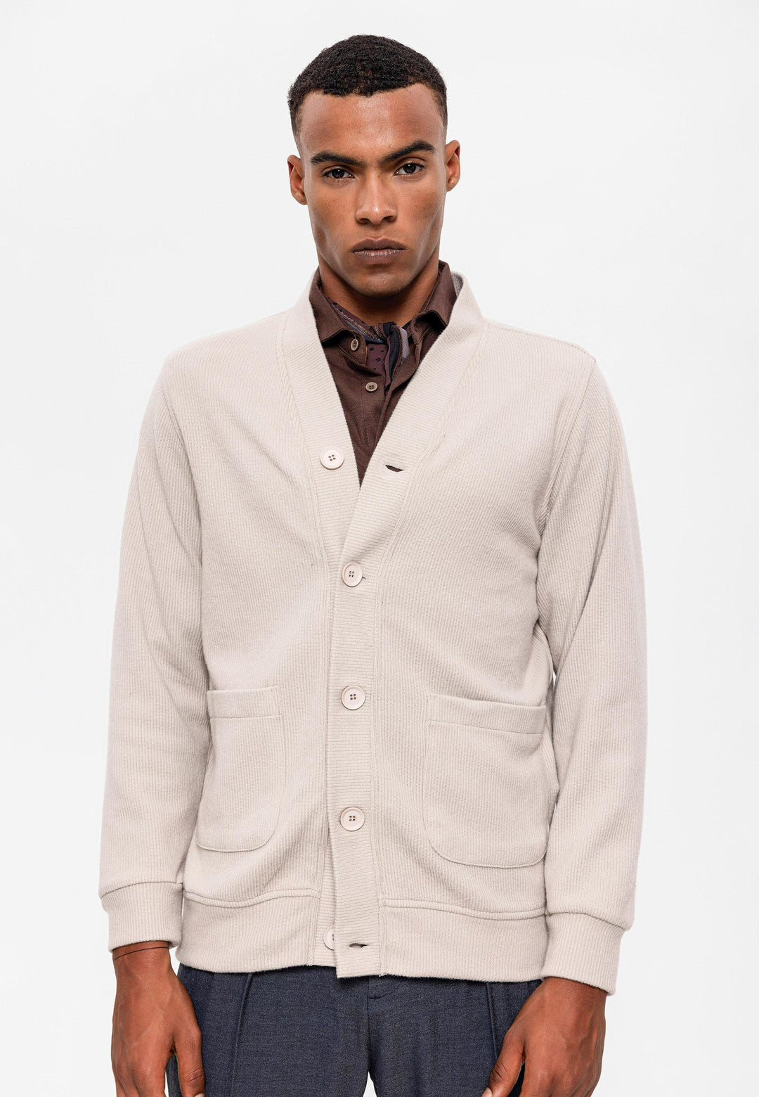 ANT V-Neck Men's Cardigan with Waist Elastic - Athis-Mons