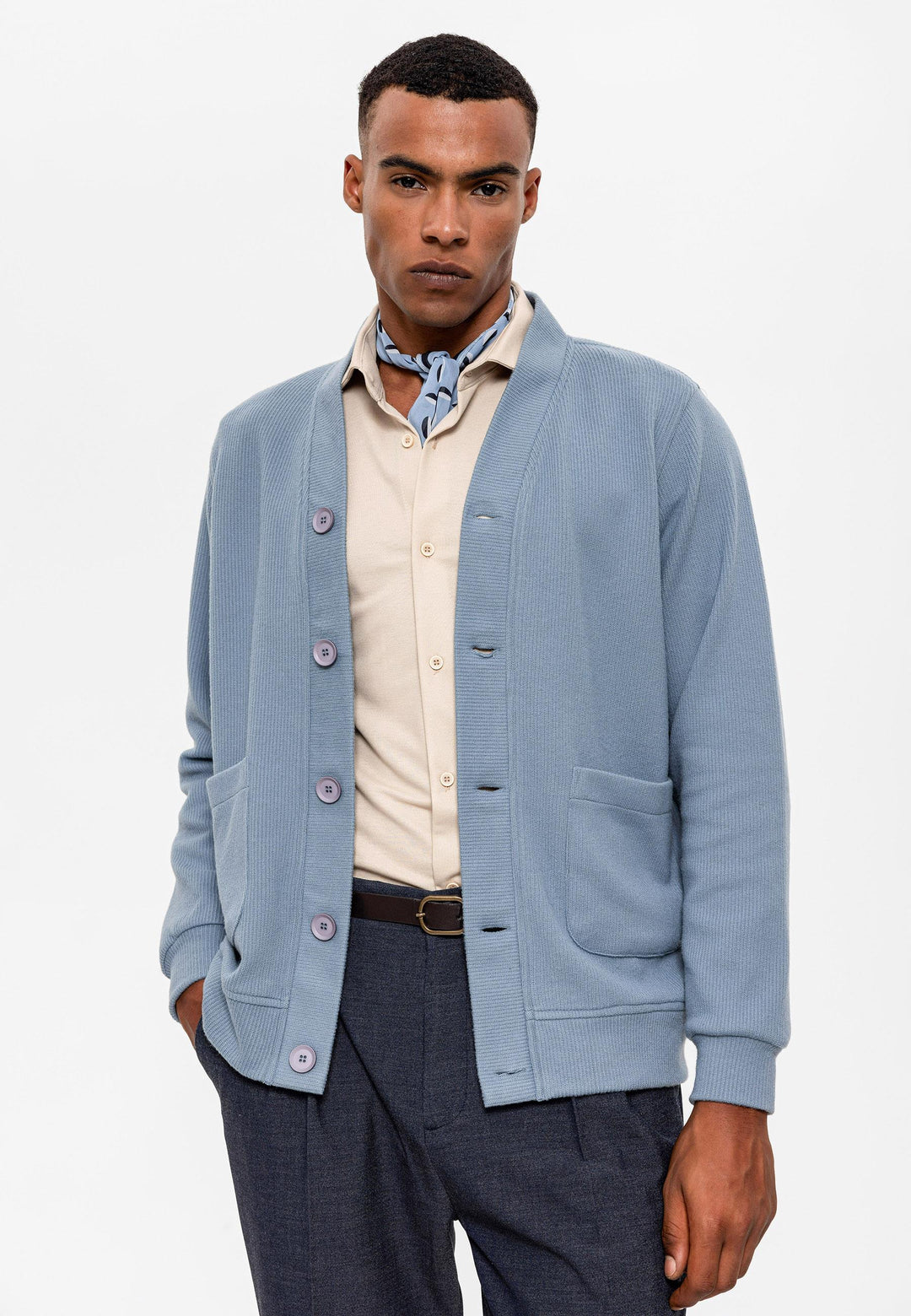 ANT V-Neck Men's Cardigan with Waist Elastic - Potsdam