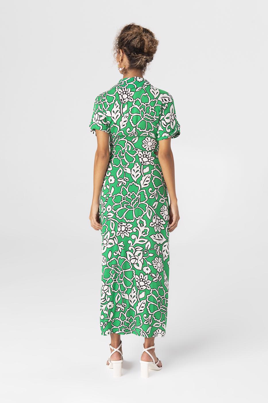 BSL Women Cut-out waist shirt collar midi dress - Southampton