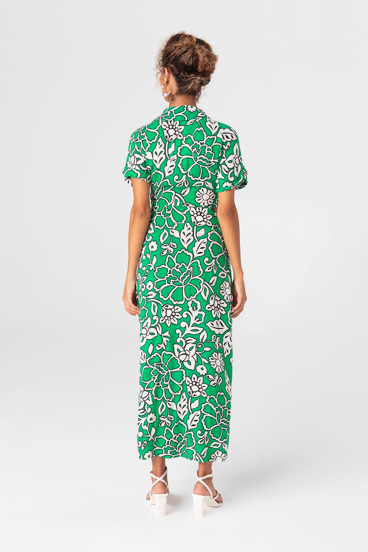 BSL Women Cut-out waist shirt collar midi dress - Southampton