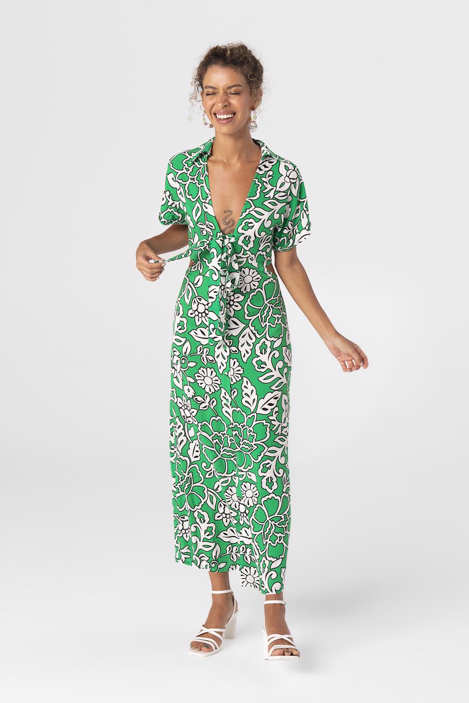 BSL Women Cut-out waist shirt collar midi dress - Southampton
