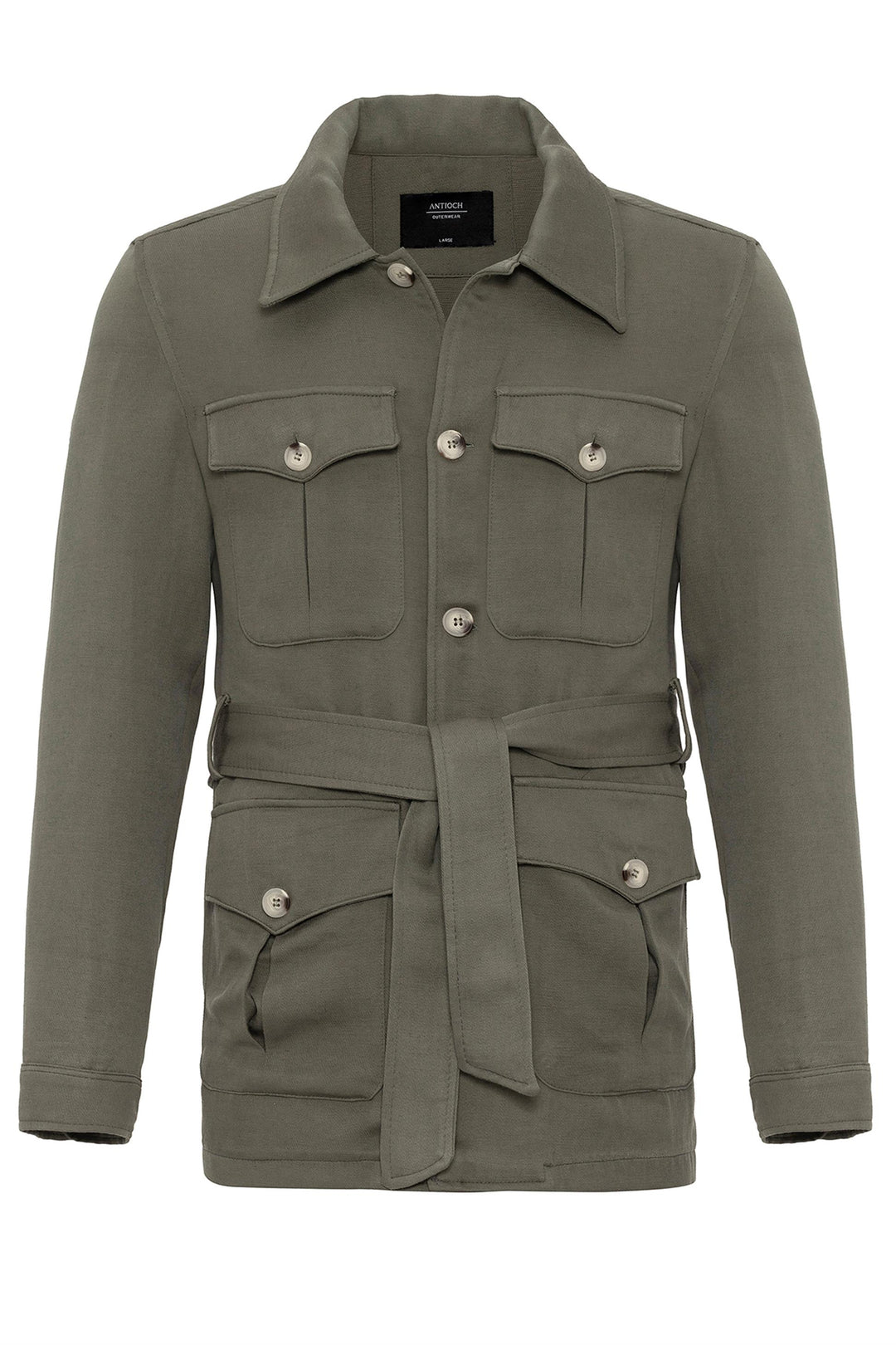 ANT Waist Belted Men's Seasonal Linen Coat - Gennevilliers