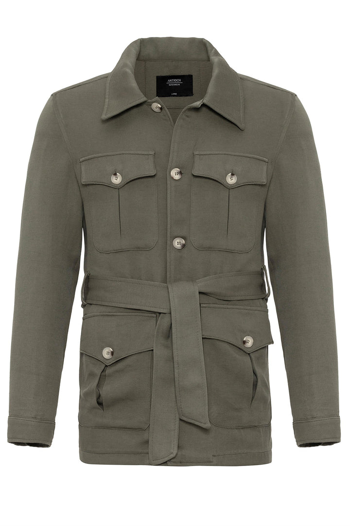 ANT Waist Belted Men's Seasonal Linen Coat - Gennevilliers