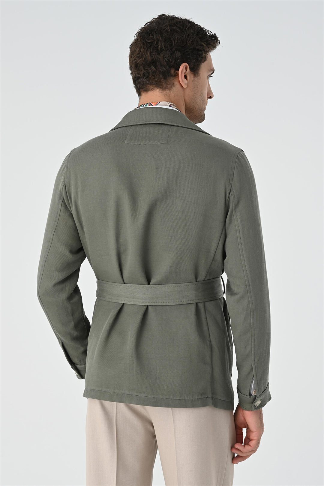 ANT Waist Belted Men's Seasonal Linen Coat - Gennevilliers