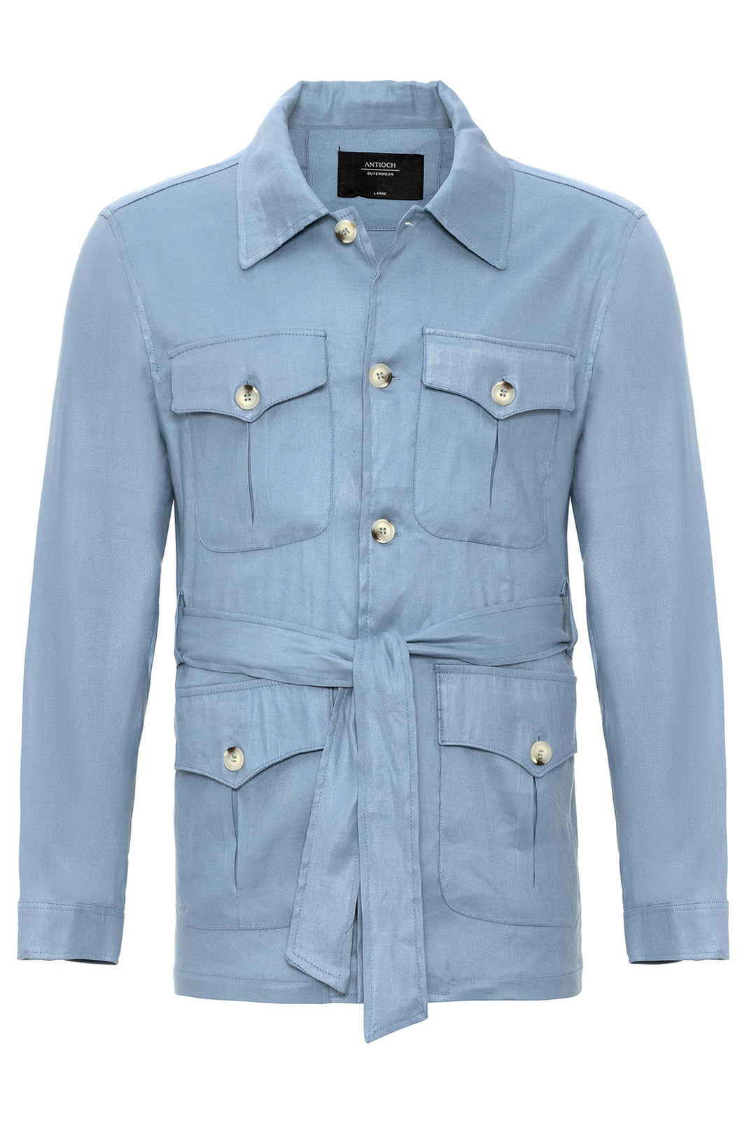 ANT Waist Belted Men's Seasonal Linen Coat - Agua Prieta