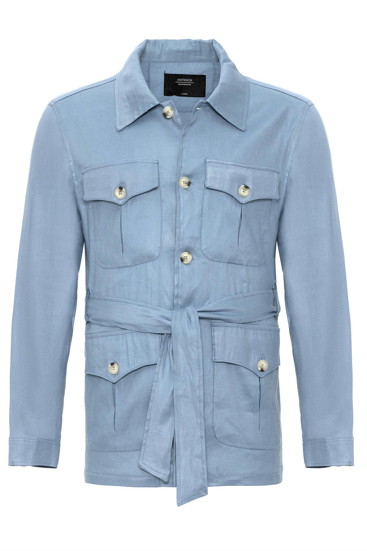 ANT Waist Belted Men's Seasonal Linen Coat - Agua Prieta