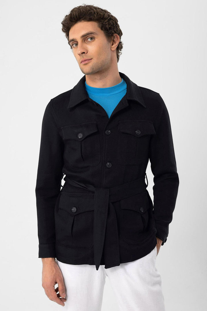 ANT Waist Belted Men's Seasonal Linen Coat - Geldern