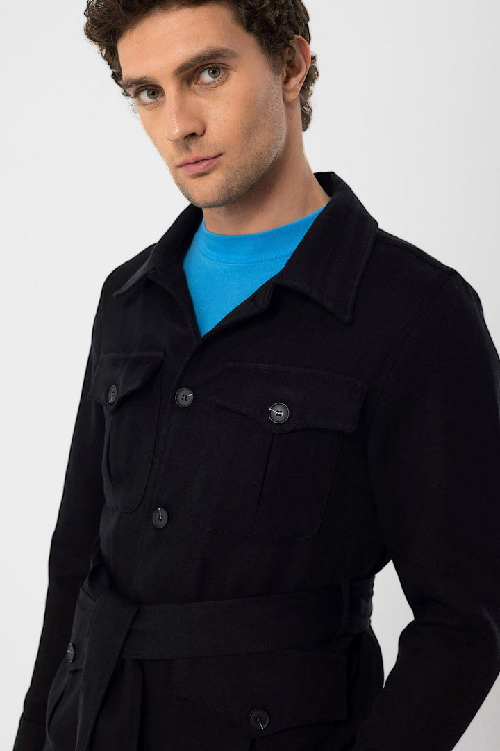 ANT Waist Belted Men's Seasonal Linen Coat - Geldern