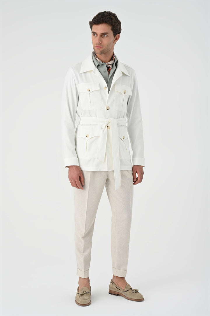 ANT Waist Belted Men's Seasonal Linen Coat - Riccione Marina