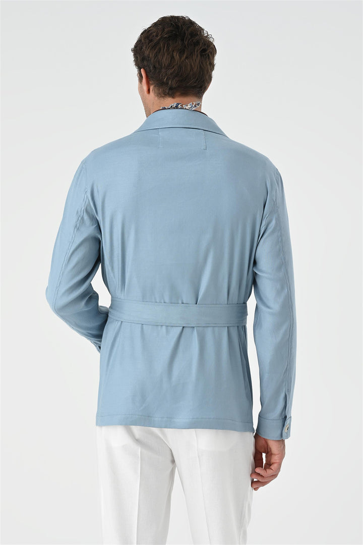 ANT Waist Belted Men's Seasonal Linen Coat - Agua Prieta