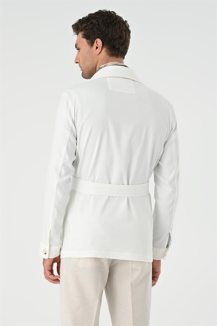 ANT Waist Belted Men's Seasonal Linen Coat - Riccione Marina