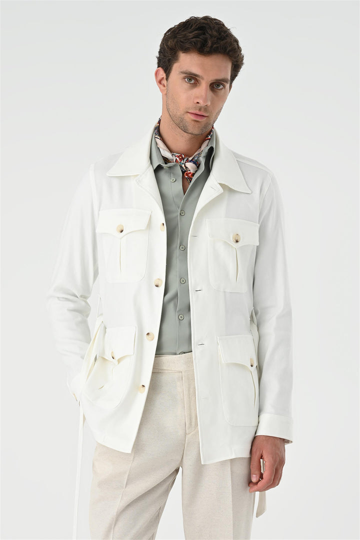 ANT Waist Belted Men's Seasonal Linen Coat - Riccione Marina