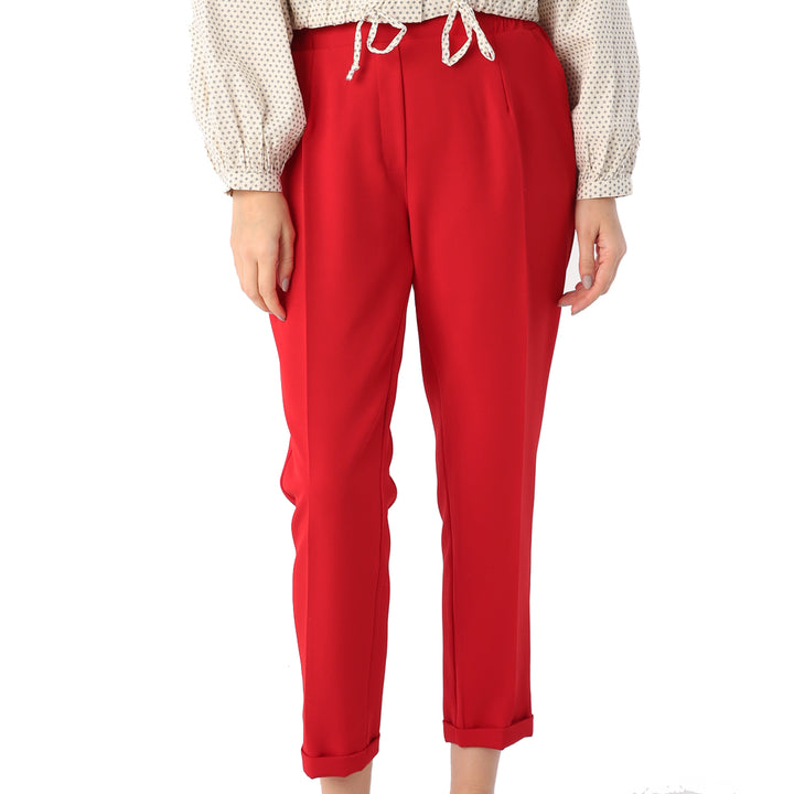 TLD Women Allday Red High-Waisted Elasticated Trousers - South Bend