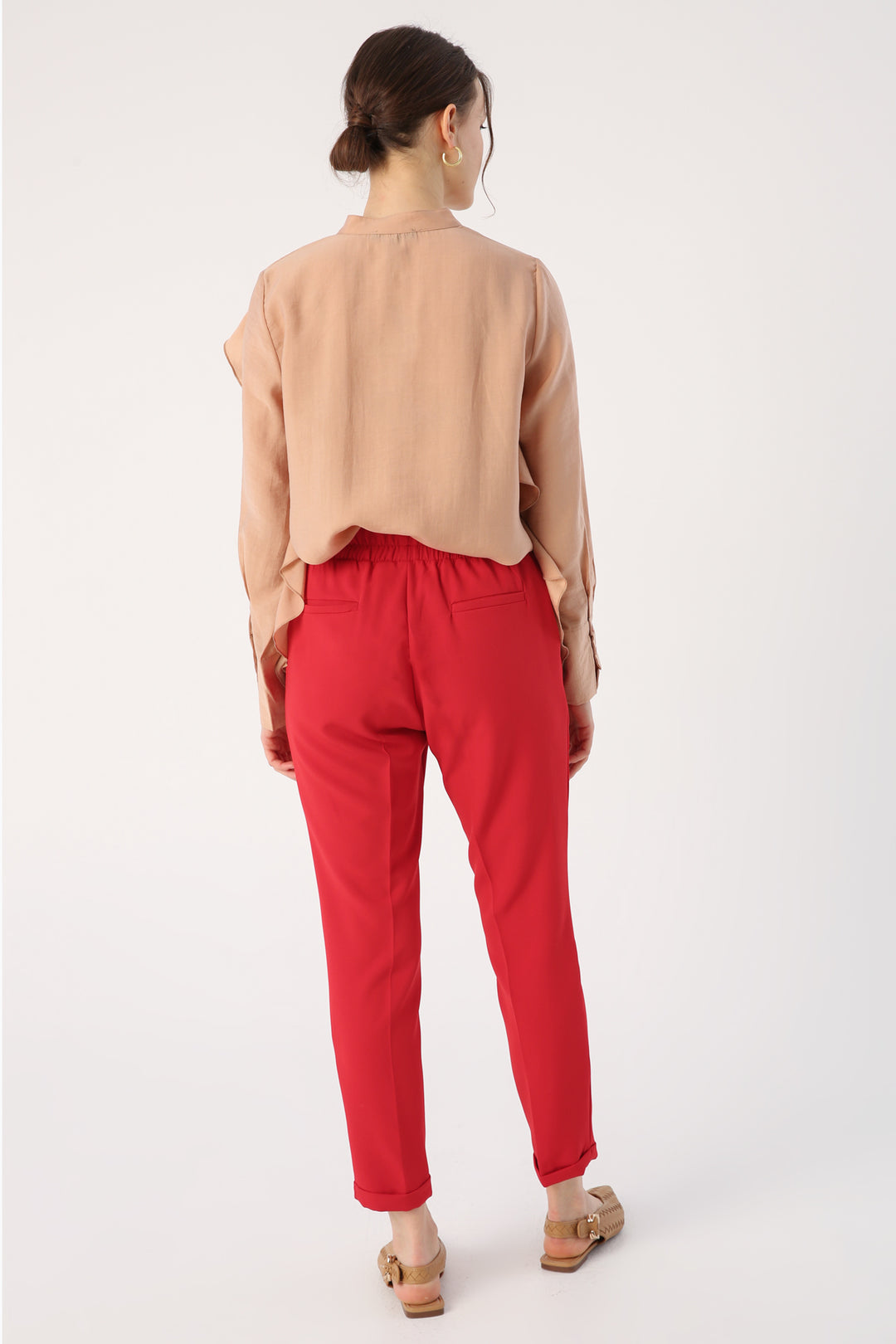 TLD Women Allday Red High-Waisted Elasticated Trousers - South Bend