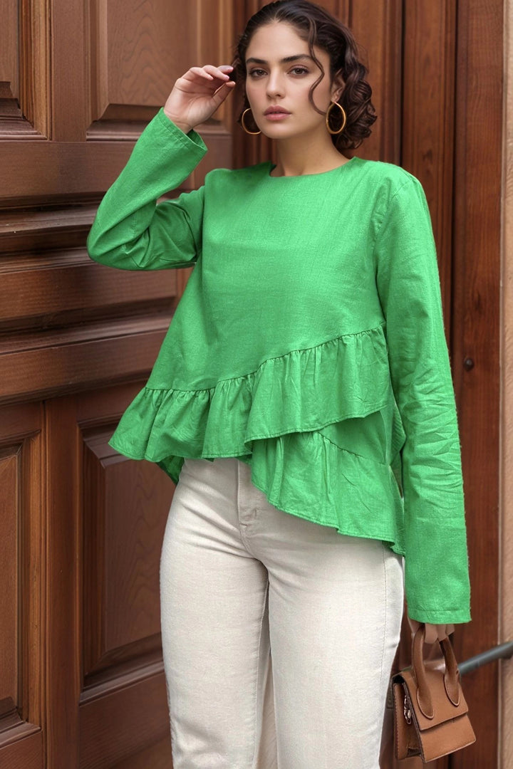 Benetton Skirt Tiered Ruffled Voile Blouse BCBSK-25700-3571 - Fredericton