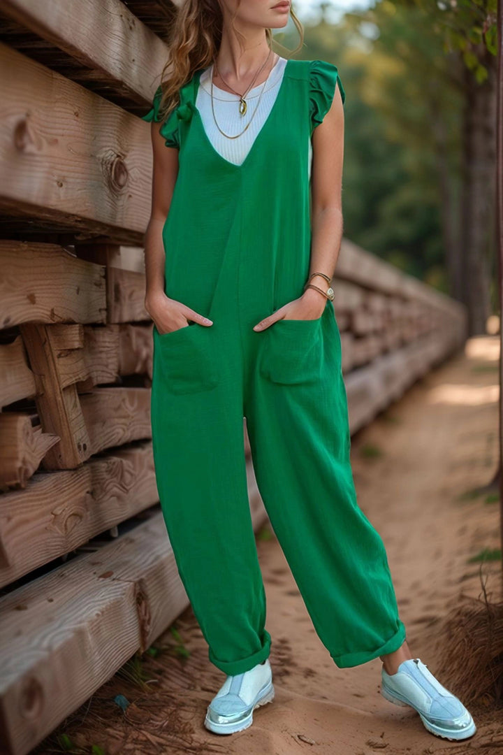 Benetton Muslin Strappy Pocketed Low Mesh Wide Leg Baggy Jumpsuit BCBSK-25700-3613 - Haltom City