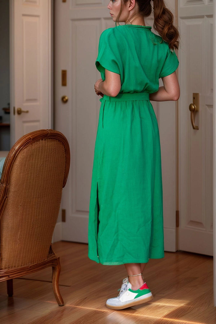 Benetton Muslin Wrap Dress with Self Belt and Side Slit BCBSK-25700-3612 - Bismarck