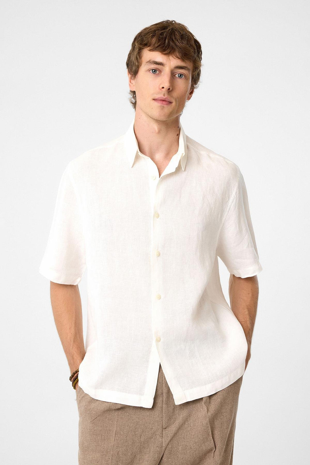 ANT Antioch White 100% Linen Relaxed Fit Men's Shirt - Vincennes