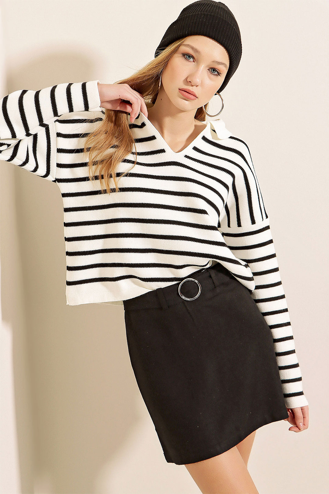 BGD Women Polo Neck Sweater - White - Tooele