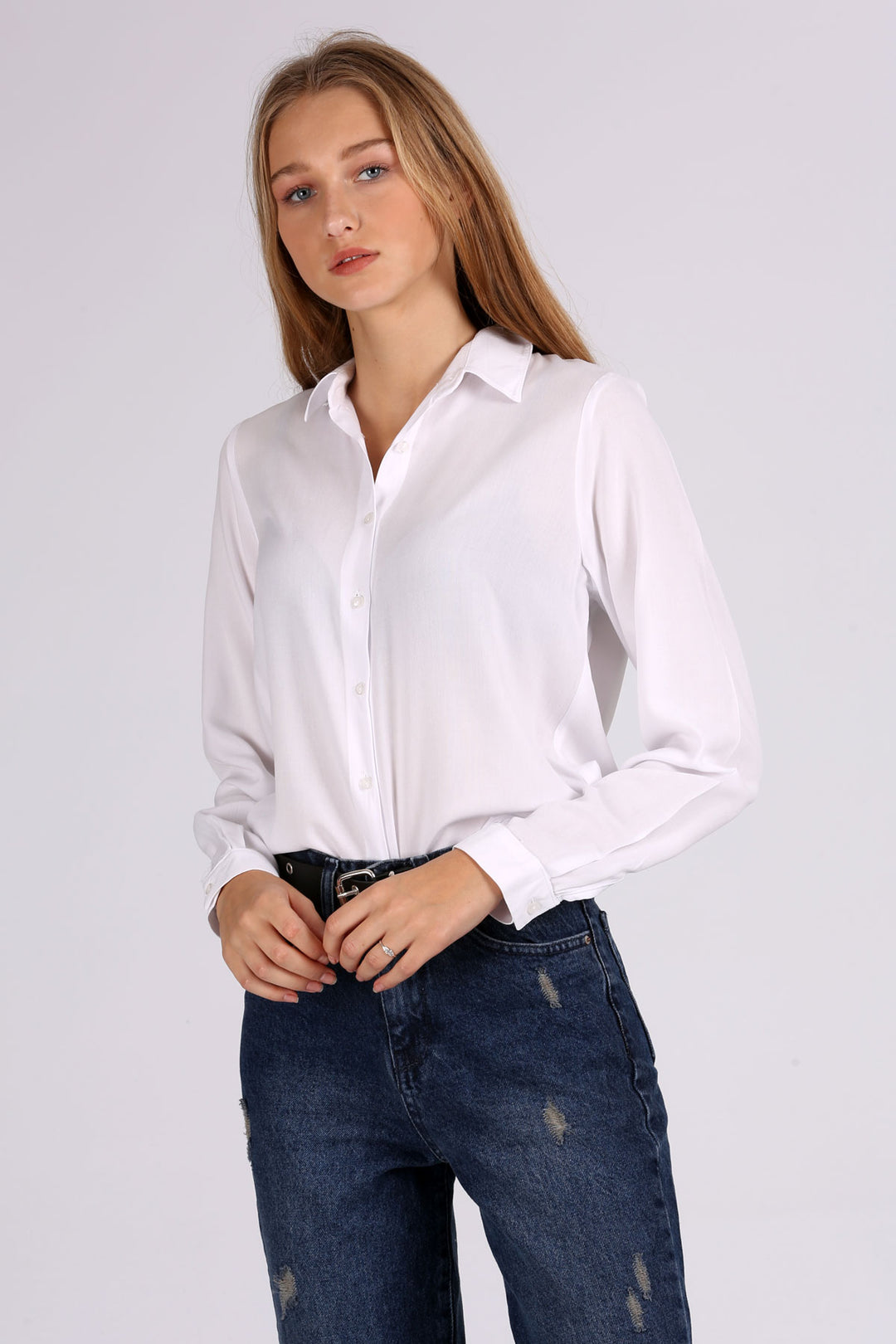 BGD Women Viscose Shirt - White - Agrínio