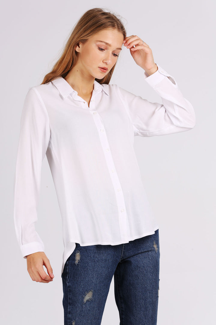 BGD Women Viscose Shirt - White - Agrínio