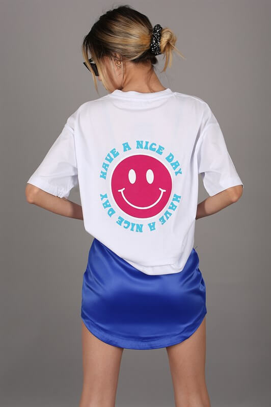 MDX White Back Printed Oversized Round Neck Women's T-Shirt - Comitán
