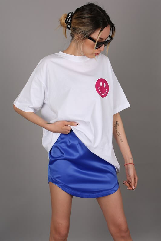 MDX White Back Printed Oversized Round Neck Women's T-Shirt - Comitán