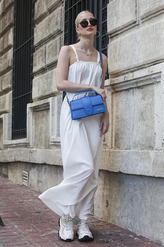 MDX White Strappy Long Loose Ruffled Dress MG1720 - Janesville