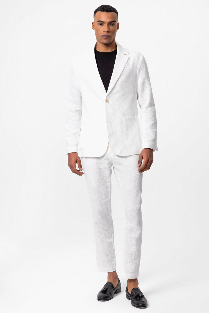 ANT Antioch Beyaz Astarsız Torba Cepli Erkek Blazer Ceket - Keighley