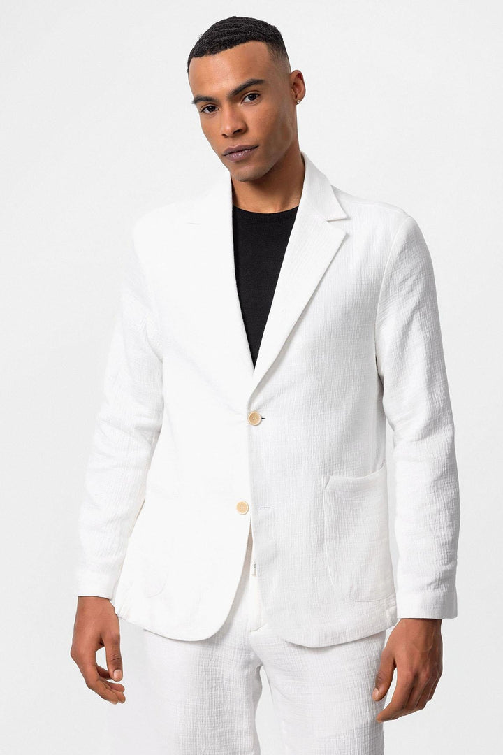 ANT Antioch Beyaz Astarsız Torba Cepli Erkek Blazer Ceket - Keighley