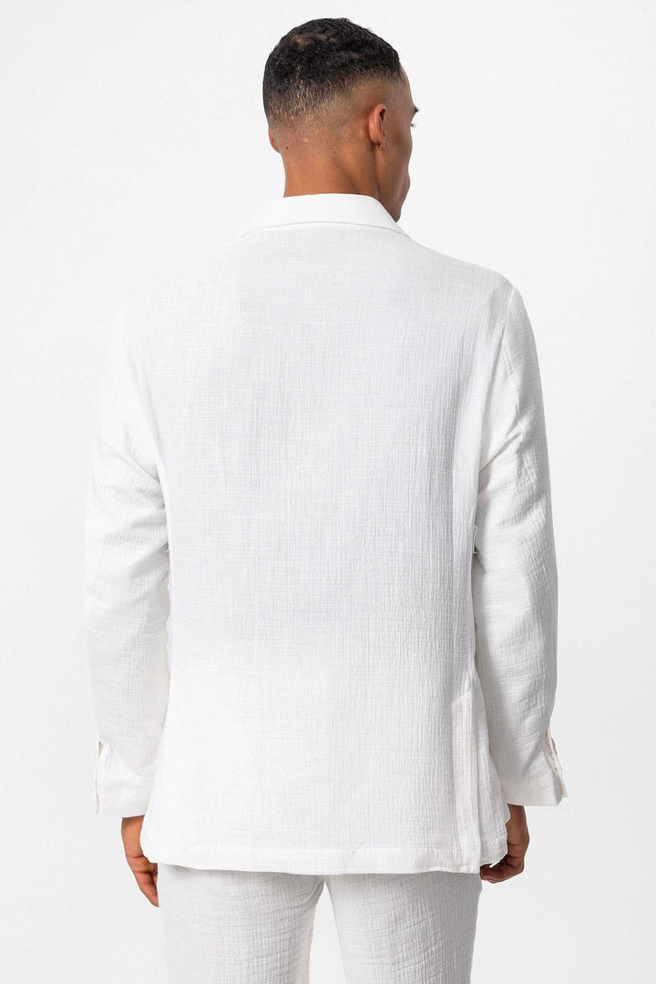 ANT Antioch Beyaz Astarsız Torba Cepli Erkek Blazer Ceket - Keighley