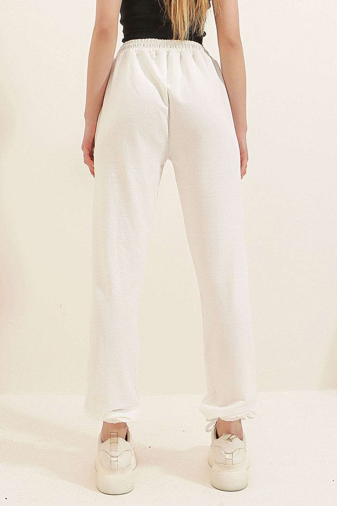 White Teddy Bear Printed Cuffed Elastic Two Thread Sweatpants BCHYL-251258 - Holyoke