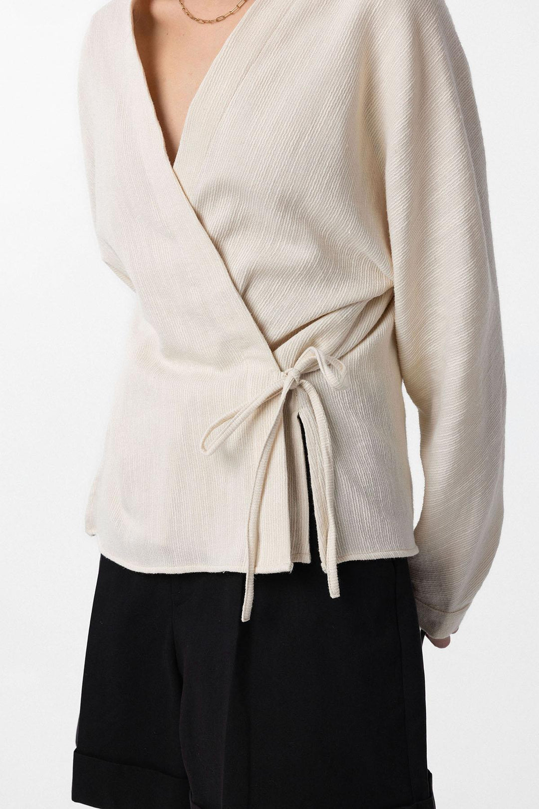 ANT Antioch White Kimono Women's Shirt with Tie Detail - Esher