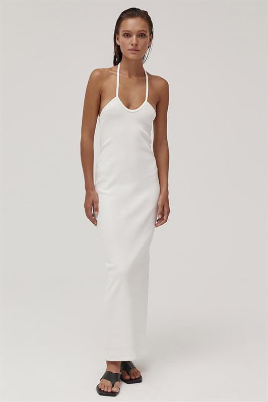 MDX White Tied Long Basic Dress MG1854 - Guamúchil