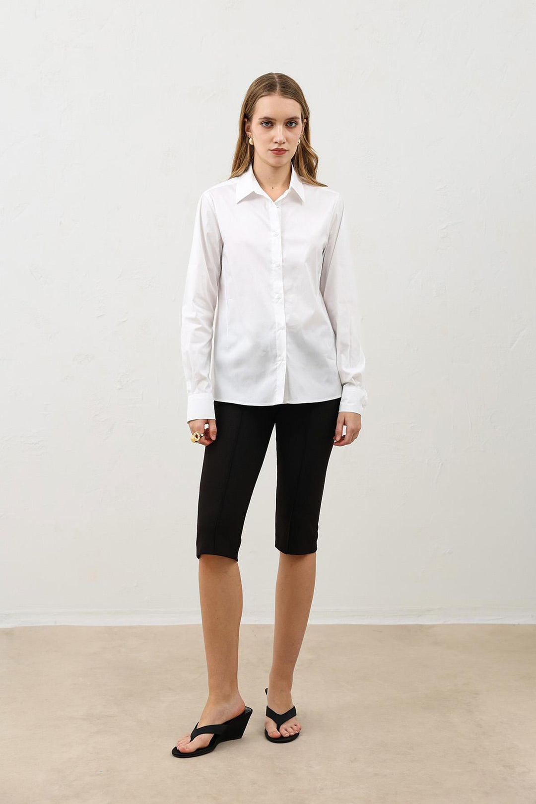 ANT Antioch Beyaz Basic Slim Fit Kadın Gömlek - Backnang